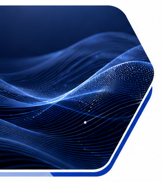 Flowing blue digital particle wave